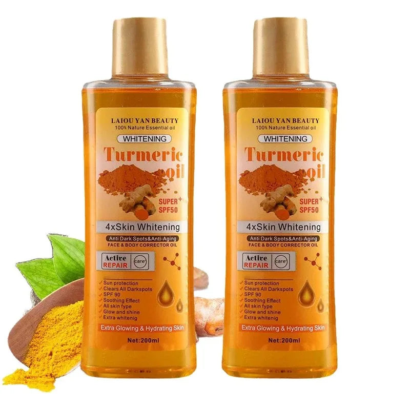 1/2PCS 200ml Turmeric Essential Oil Ginger Deep Hydration Moisturizer Nourishing Smoothing Face Serum Oil Moisturizer Skin Care