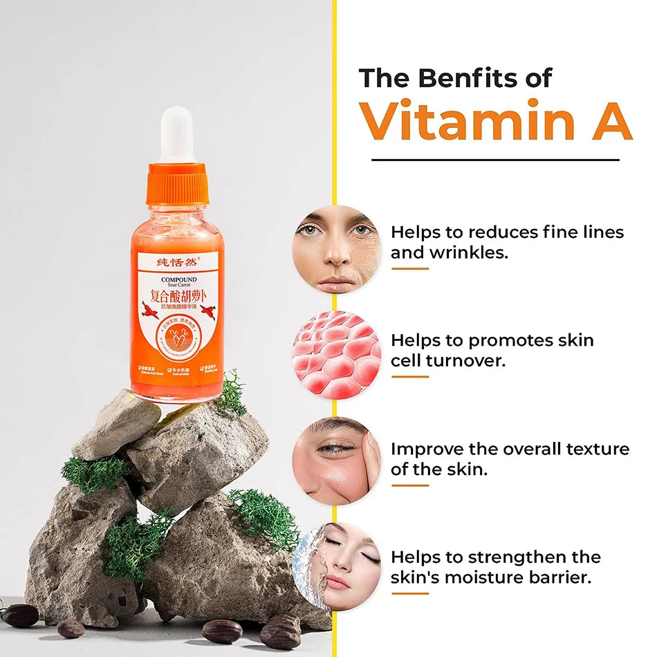 Carrot Facial Skin Care Set Carrot Serum Moisturizing Remove Dryness Fine Lines Whitening Brighten Face Anti-Aging Essence